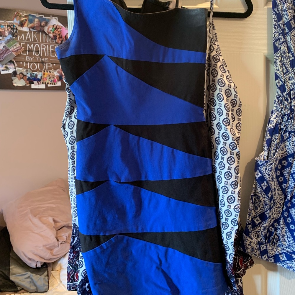 Blue and black one arm dress